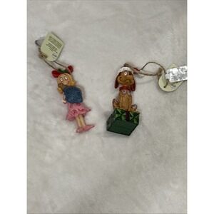 NWT Jim Shore Grinch's Max & Cindy Lou Christmas Ornaments Enesco